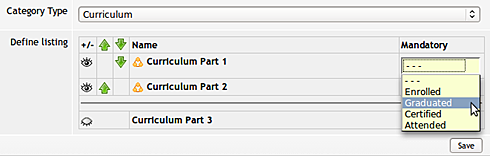 Use the curriculum feature to group several training to a single learning event. You can also define prerequisites, the user has to fullfil in order to visit a follow-up training.